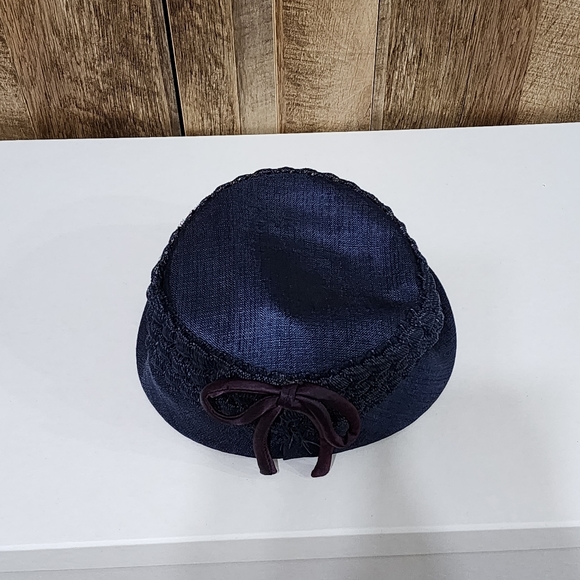 Vtg Original Caroline Blue Fancy Church Hat Structured Rare - Picture 12 of 16